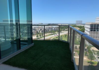 Artificial Turf on a rooftop balcony in Downtown Dallas